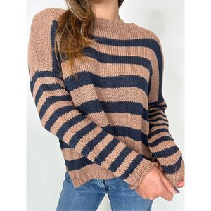 Wooden Ships Taylor Stripe Crew in Tan Size M/L